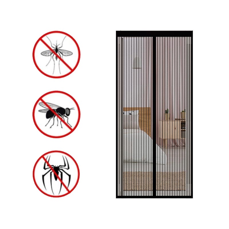 Rideau De Porte Perles Anti-mouches - 90x220 Cm, Perles PVC, Résistant UV, Noir - 11