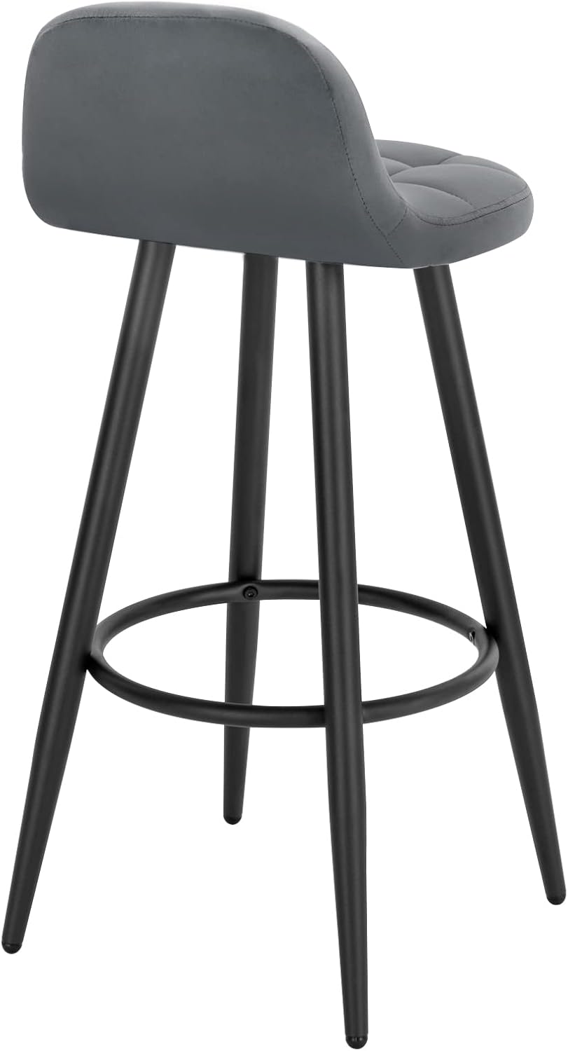 Lot de 2 Tabourets de Bar Modernes WOLTU, Chaise de Cuisine Haute en Velours et Métal, Hauteur d'Assise 70cm, Gris Foncé - 6