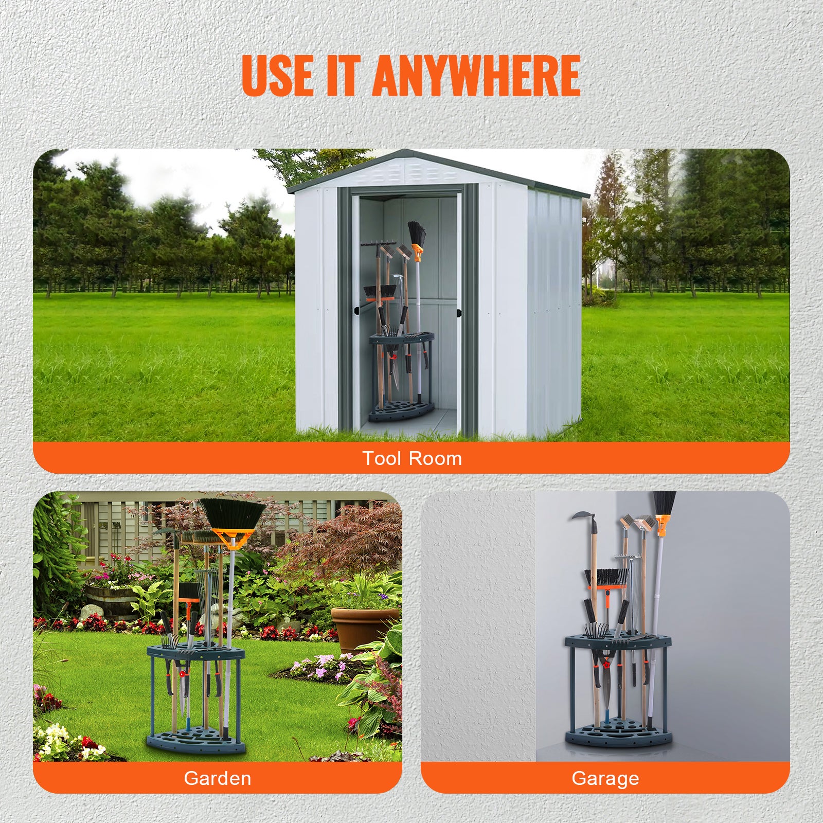 VEVOR Support Range Outils De Jardin 19 Emplacements Porte-outils De Garage En PP Pour Rangement