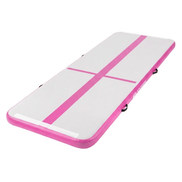 ECD Germany Colchão de ginástica artística Airtack 3 m, rosa, colchão insuflável para tumbling, 10 cm de espessura, com bomba de ar elétrica