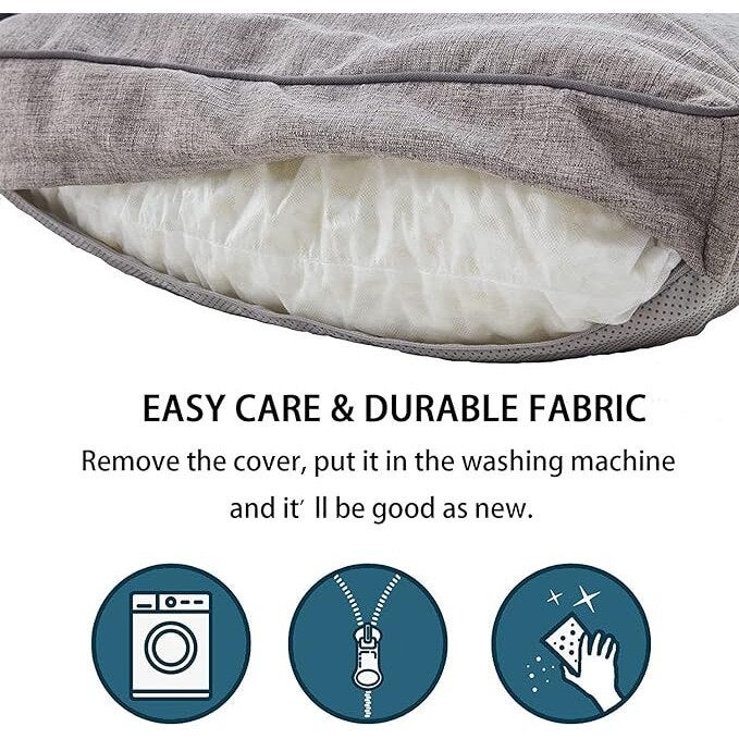 Letto per cane medio e grande con cuscino removibile, fondo antiscivolo e design lavabile, 35x26 pollici, Grigio - 6