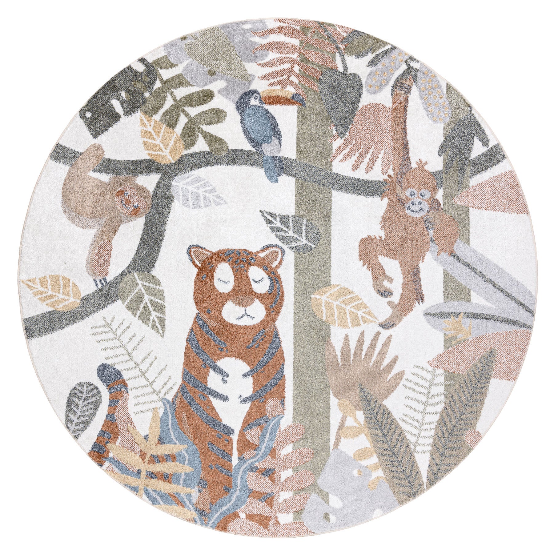 Tappeto BONO 8426 cerchio Giungla, animali selvatici crema / oro scuro rotondo 200 cm - 3