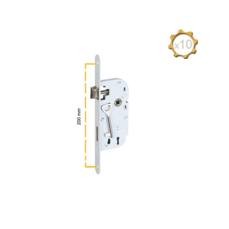 Serrure mono-point à encastrer avec clé L - axe 40mm et carré 7mm Klose Besser x10 - 2