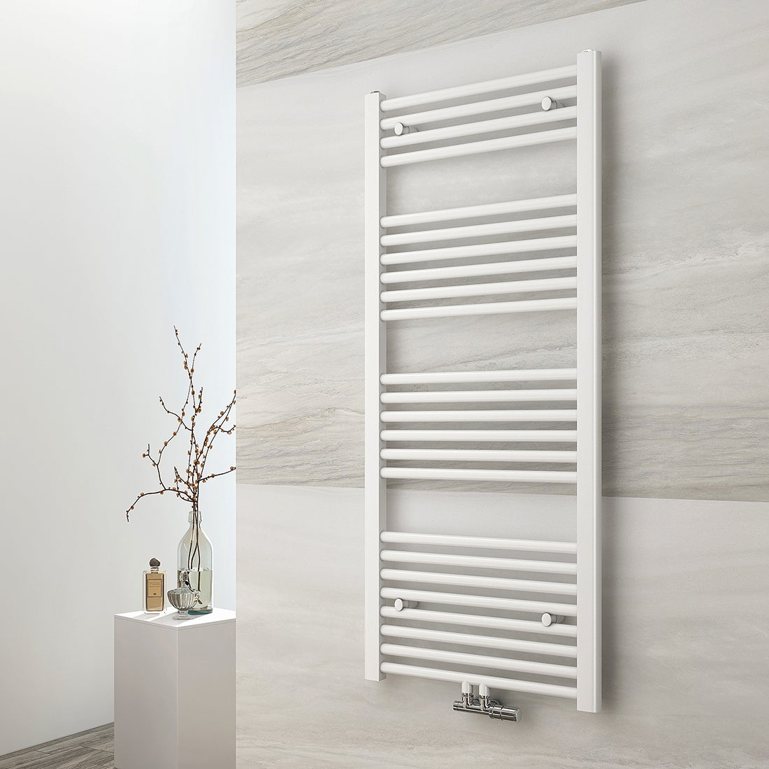 EMKE Grzejnik Łazienkowy 513W, 120x50 cm, 6 bar, do 4 m² – Biały