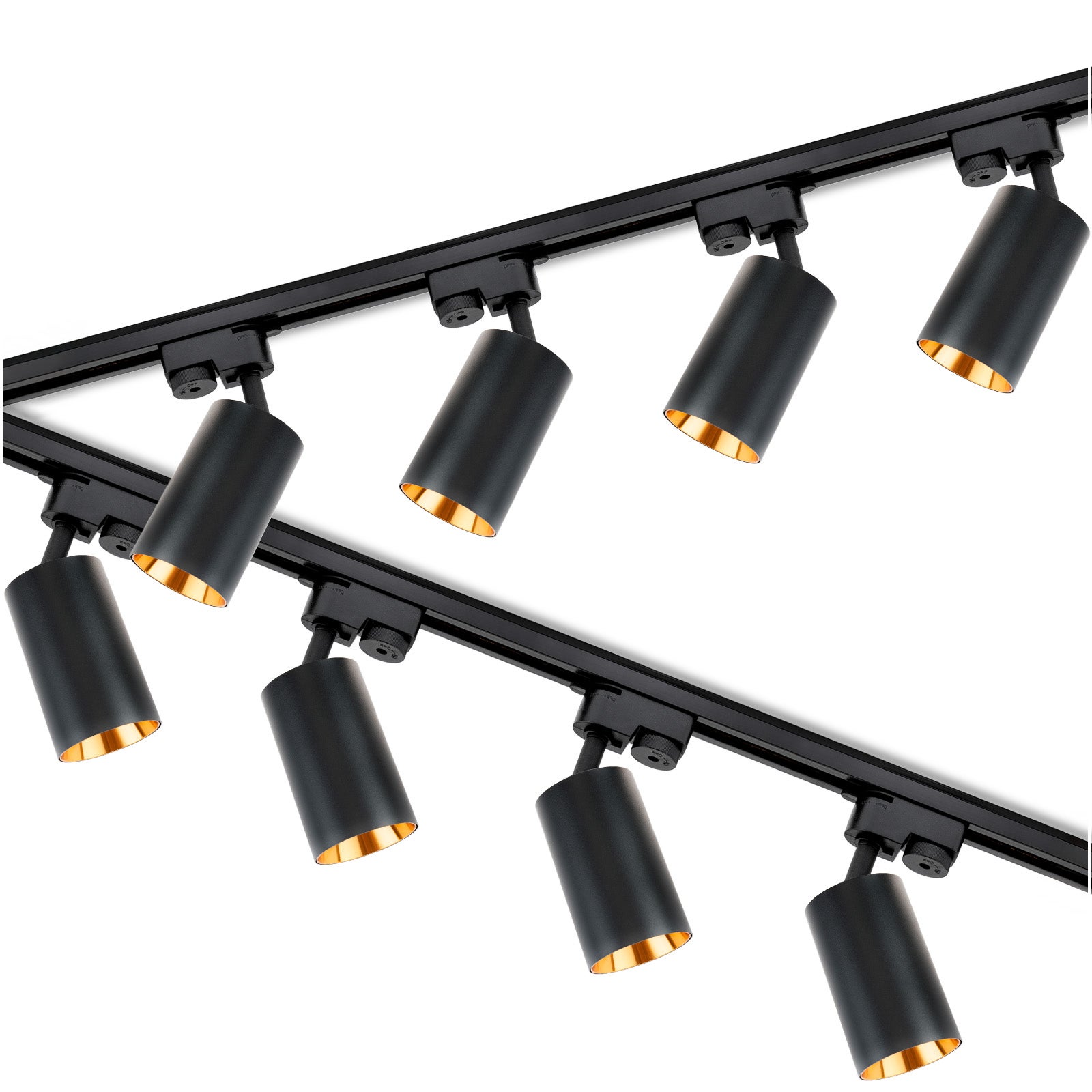 Zestaw Szyna Lumiled Oświetleniowa Szynoprzewód 4m + 8x Reflektor Szynowy GU10 Czarno Złoty LED