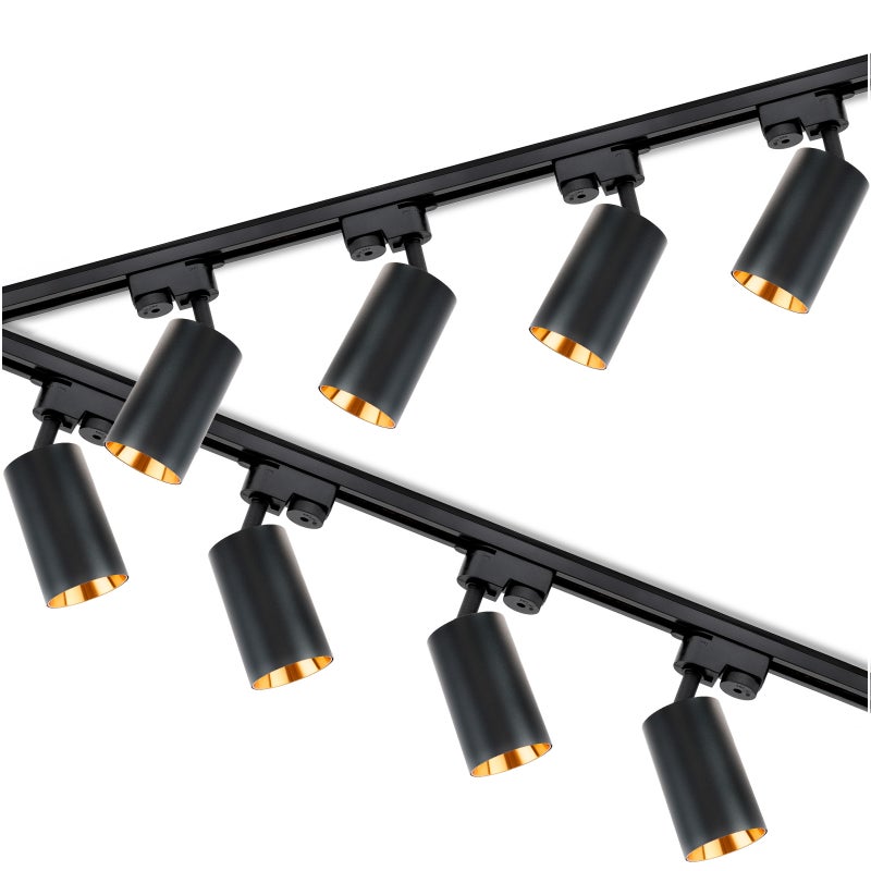 Zestaw Szyna Lumiled Oświetleniowa Szynoprzewód 4m + 8x Reflektor Szynowy GU10 Czarno Złoty LED