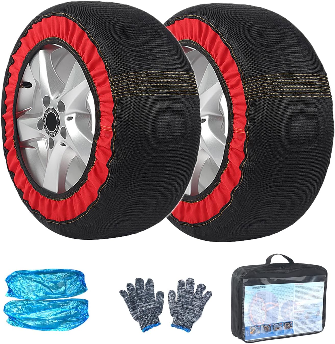 Chaînes à Neige Pour Voiture – Lot De 2, 9 Mm, Groupe 80, Montage Facile, Système Autobloquant