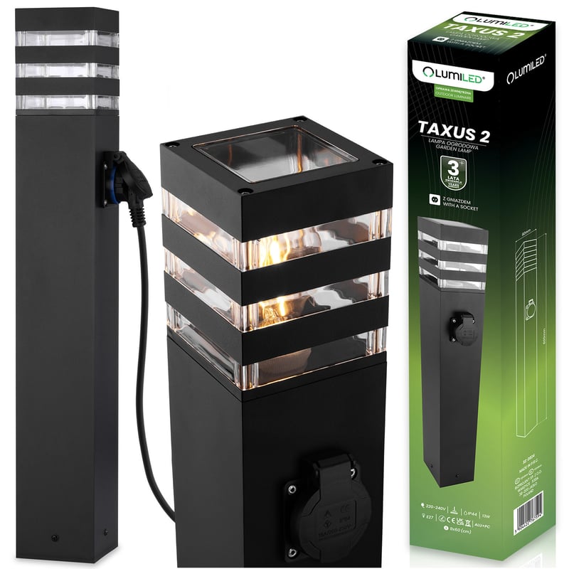 Lampa Ogrodowa Lumiled Słupek Zewnętrzny Stojący E27 LED z Gniazdem 60cm 1 szt.