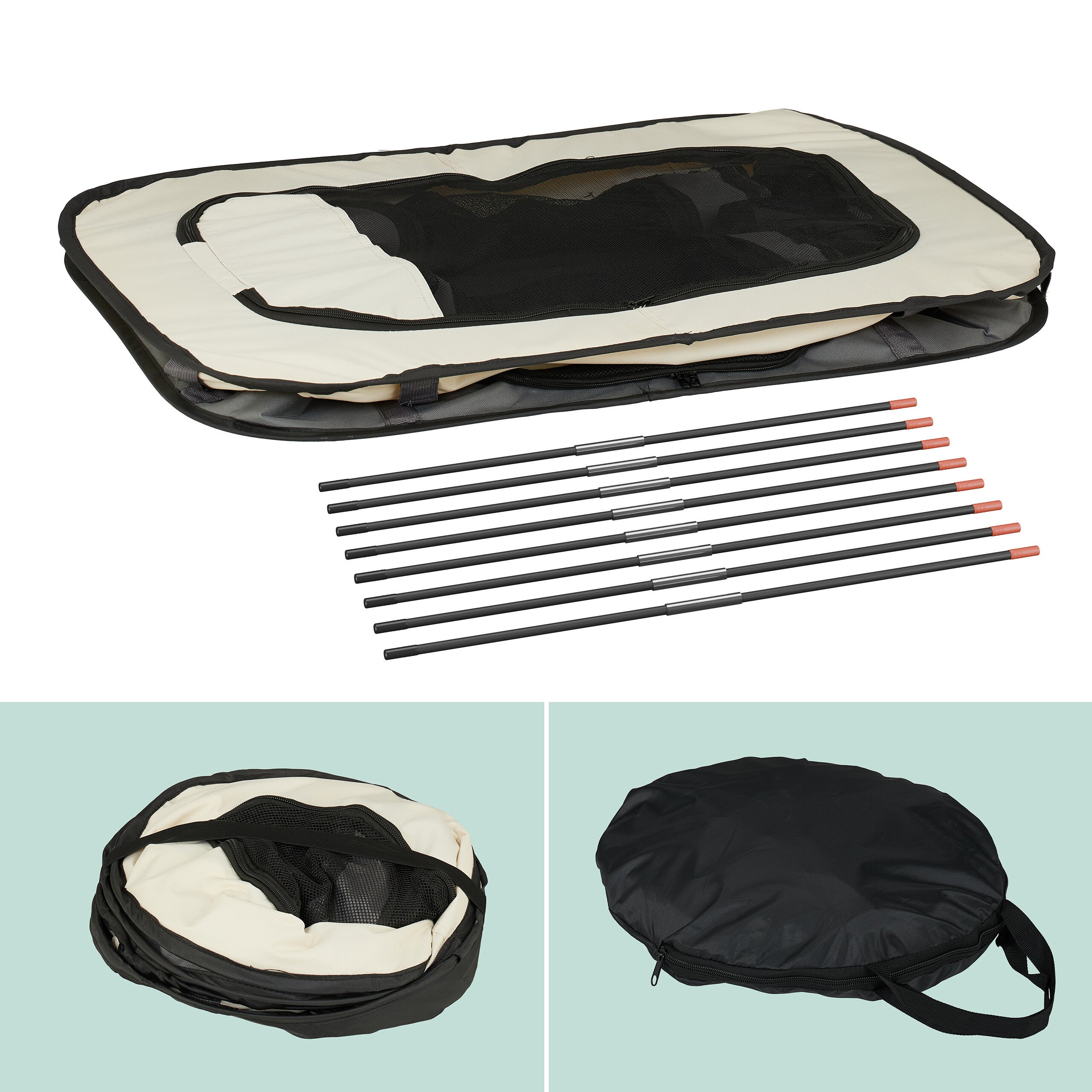 Parque Perros Plegable, 43 x 71 x 55 cm, Corral Cachorros Interior y Exterior, Tejido Oxford, Multicolor, Relaxdays - 6