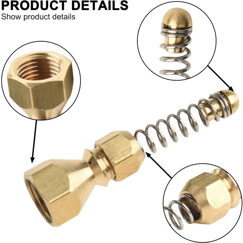 4 pièces Buse de Nettoyage de vidange en Acier Inoxydable, Nettoyeur à Pression, buse de Jet d'égout, Filetage G1/8 pour la Cuisine - 4