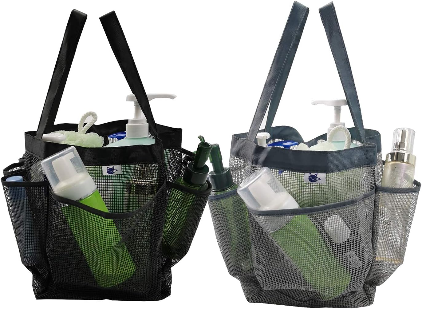 Borsa da doccia in rete, portatile, organizer da bagno, per viaggi, palestra, campeggio, dormitori, spiaggia, Nero medio, Taglia unica