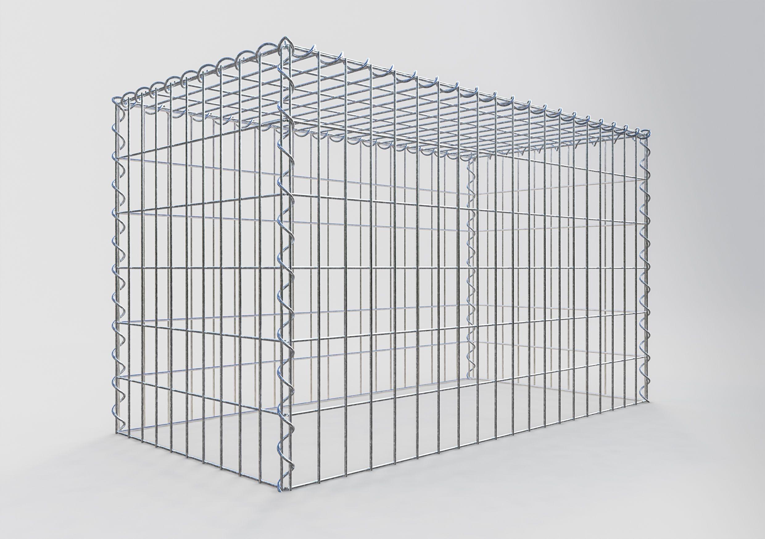 Gabiona - Gabbione per sovrapposizione in acciaio zincato 100x60x50cm (LxAxP), maglie 5 x 10cm, Spirale, senza griglia inferiore - 6