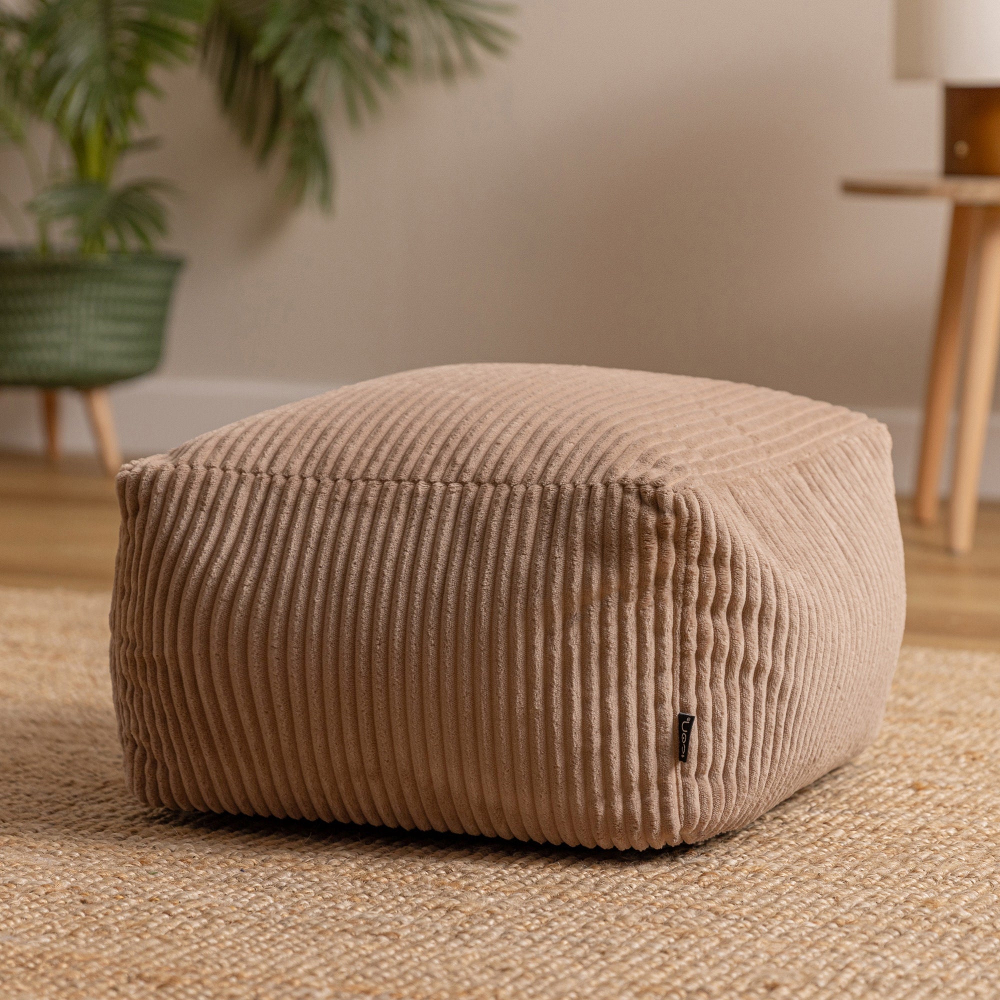 Pouf repose-pieds Icon carré velours côtelé brun moka, salon, chambre, 40x40cm, Made in Allemagne, Oeko-Tex® - 2