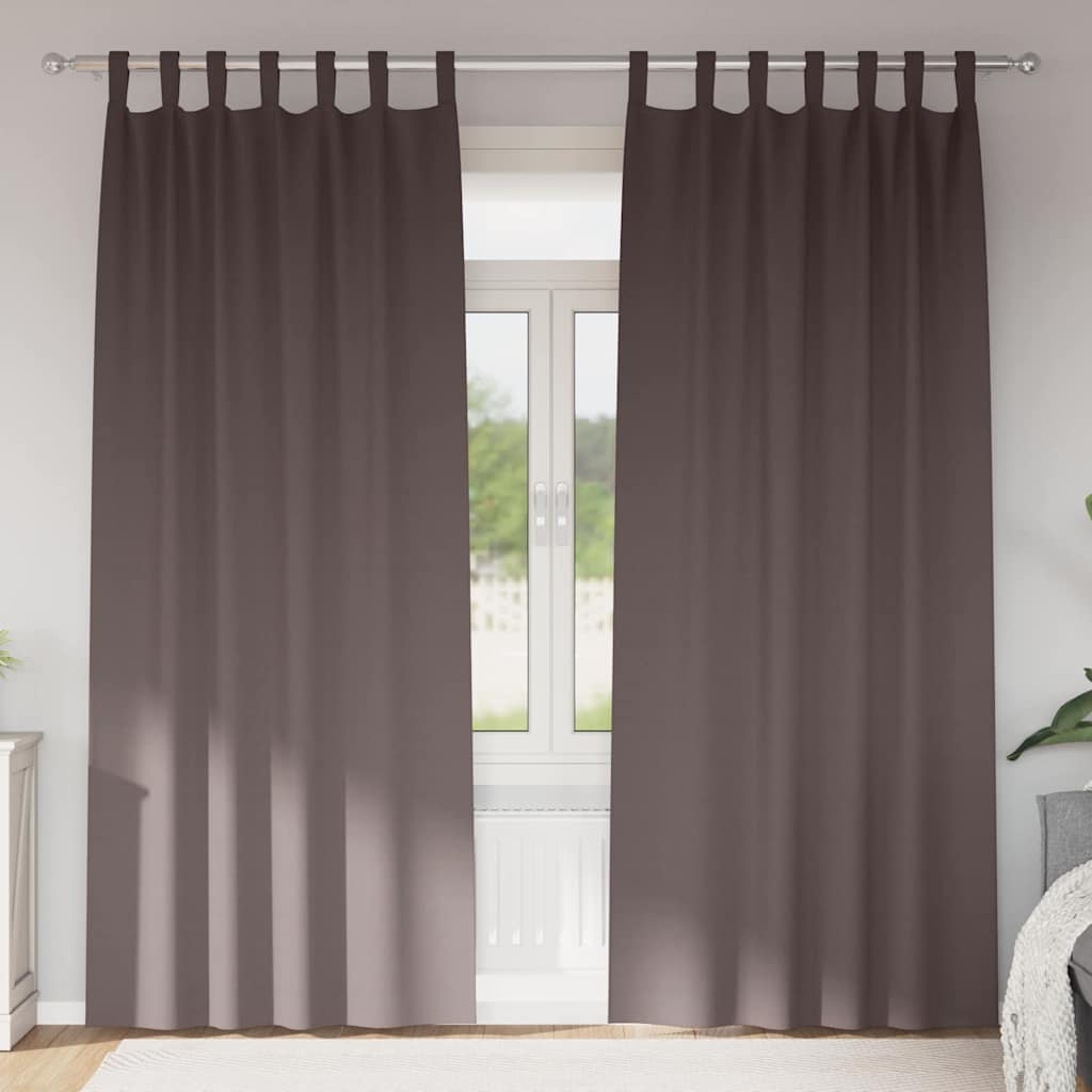 Firany blackout z kółkami 2 pcs Ciemny brąz 260 x 140 cm vidaXL