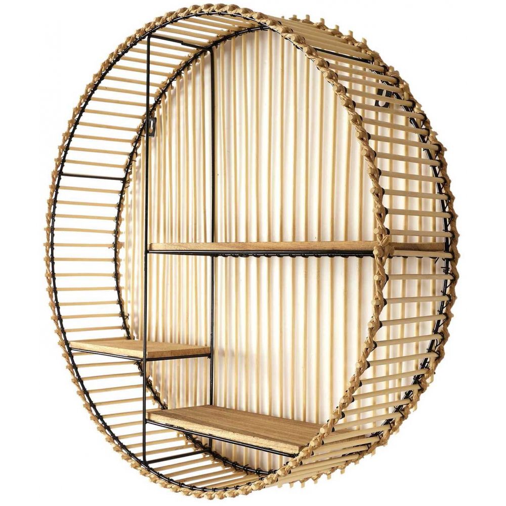 Etagere - Home Deco Factory - Java - Ronde - Compartimentée - Noir Et Beige - 5