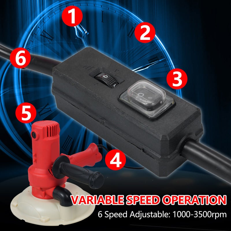 Ponceuse murale portable 950 W avec 12 disques de ponçage, 6 vitesses variables (1000-3500 tr/min) pour cloisons sèches - 7