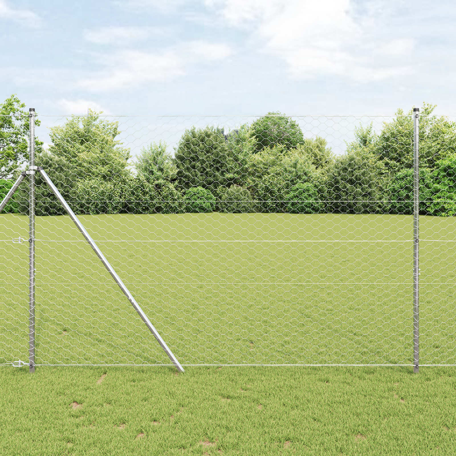 Słupek ogrodzeniowy. Srebrny 25 x 1,5 m (siatka 50 mm) Stal vidaXL