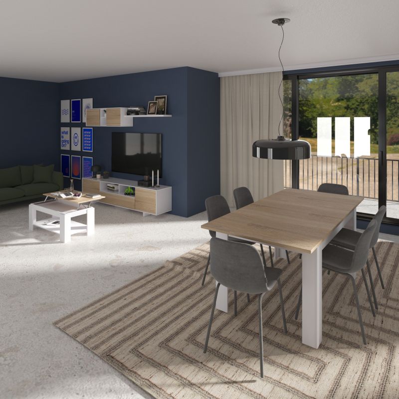 Mesa de centro elevatória Lya Blanco Artik (Blanco Mate) - Roble Canadian 102 x 54 x cm - 5