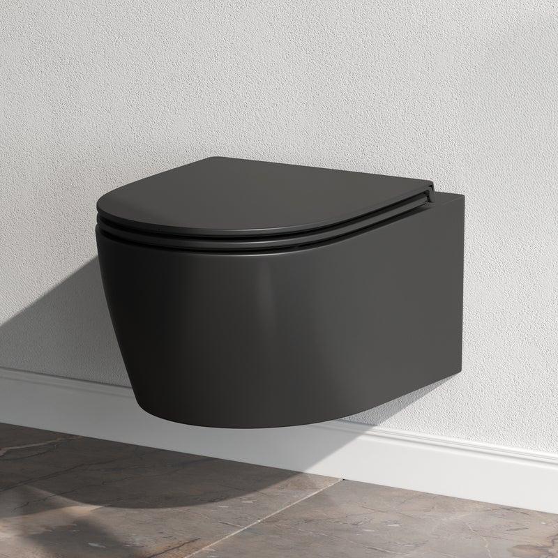 Miska WC wisząca toaleta FlashClean X-Joy S z miękko zamykającą się deską sedesową, czarna CXB1700MBSC AM.PM