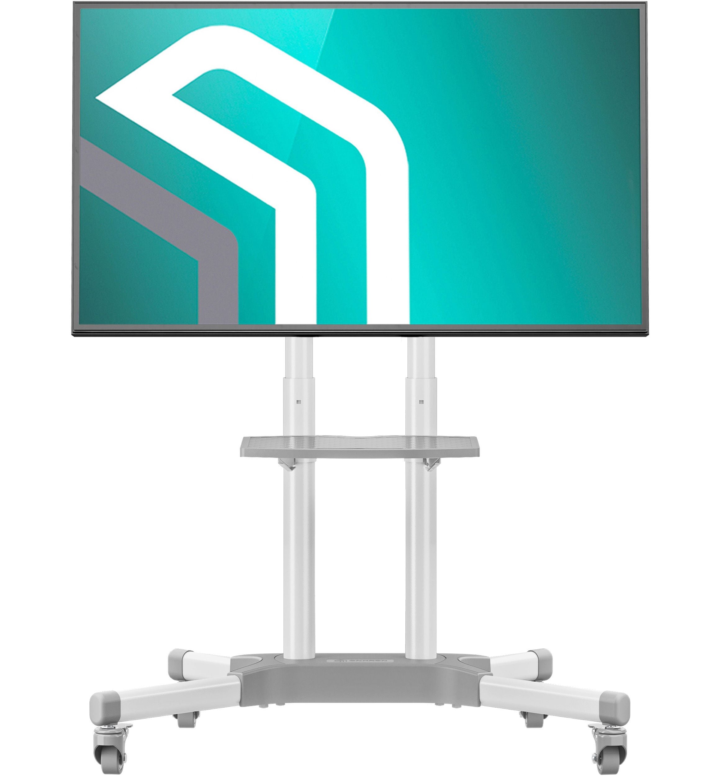 Support TV Mobile Sur Roulettes RFIVER - Pied TV Réglable En Hauteur Avec 3 Étagères Bois 26-65 Pouces