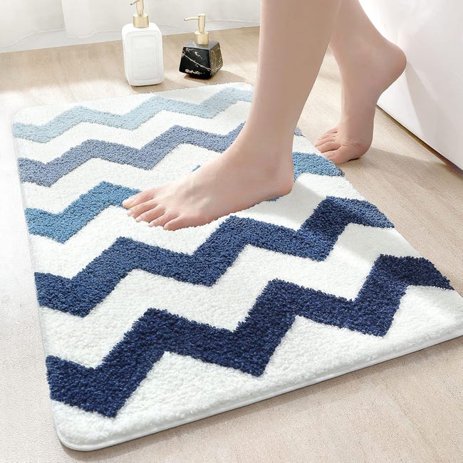 Miękka, niebieska mata prysznicowa - Bardzo gruba mikrofibra 40x60 cm - Wysoka chłonność, można prać w pralce - Powierzchnia antypoślizgowa - Do łazie