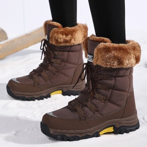 Bottes d'Hiver Femme Étanches Bottines Fourrure, Randonnée Neige