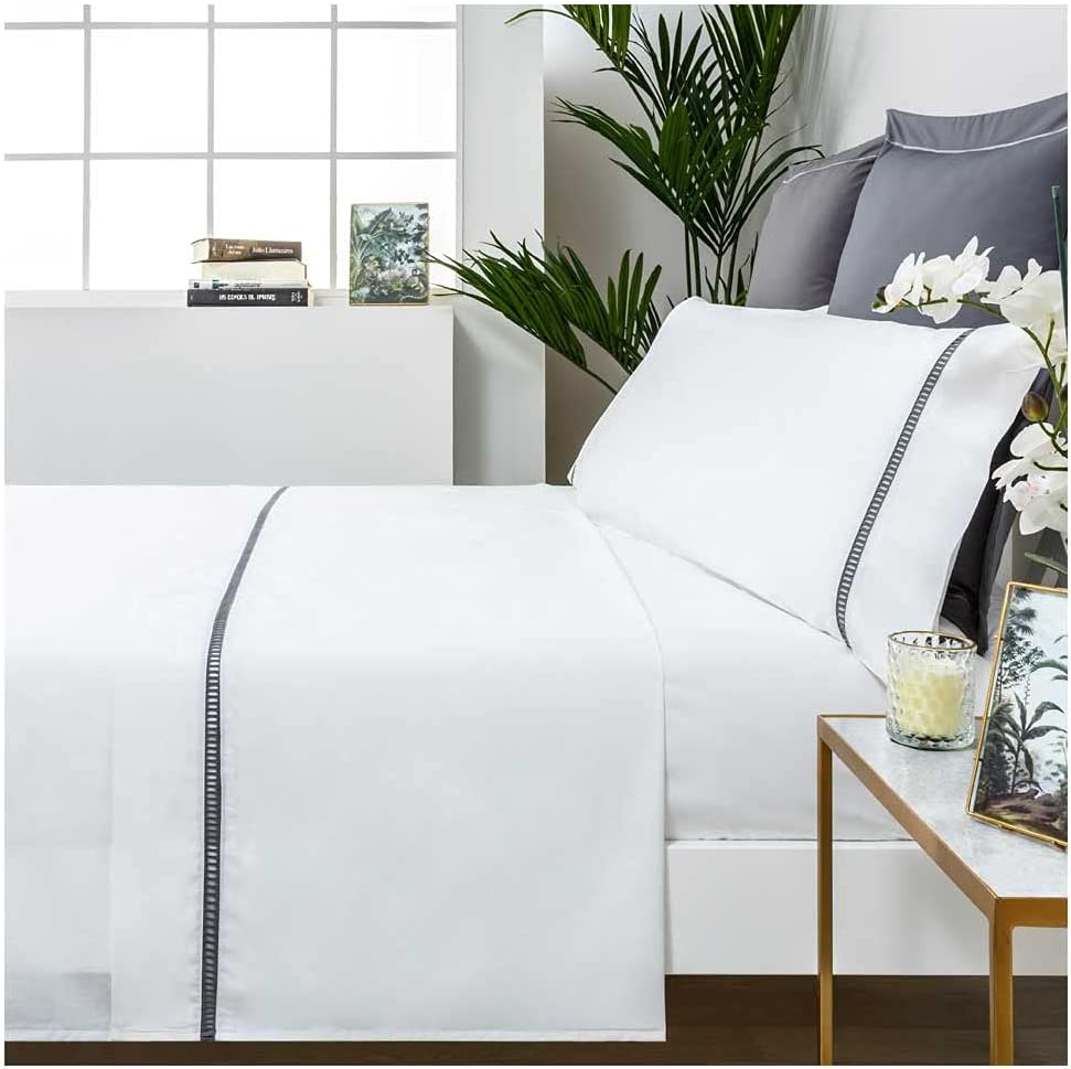 Cotton artean - juego de sabanas vainica percal algodón blanco 250x260 cama de 160