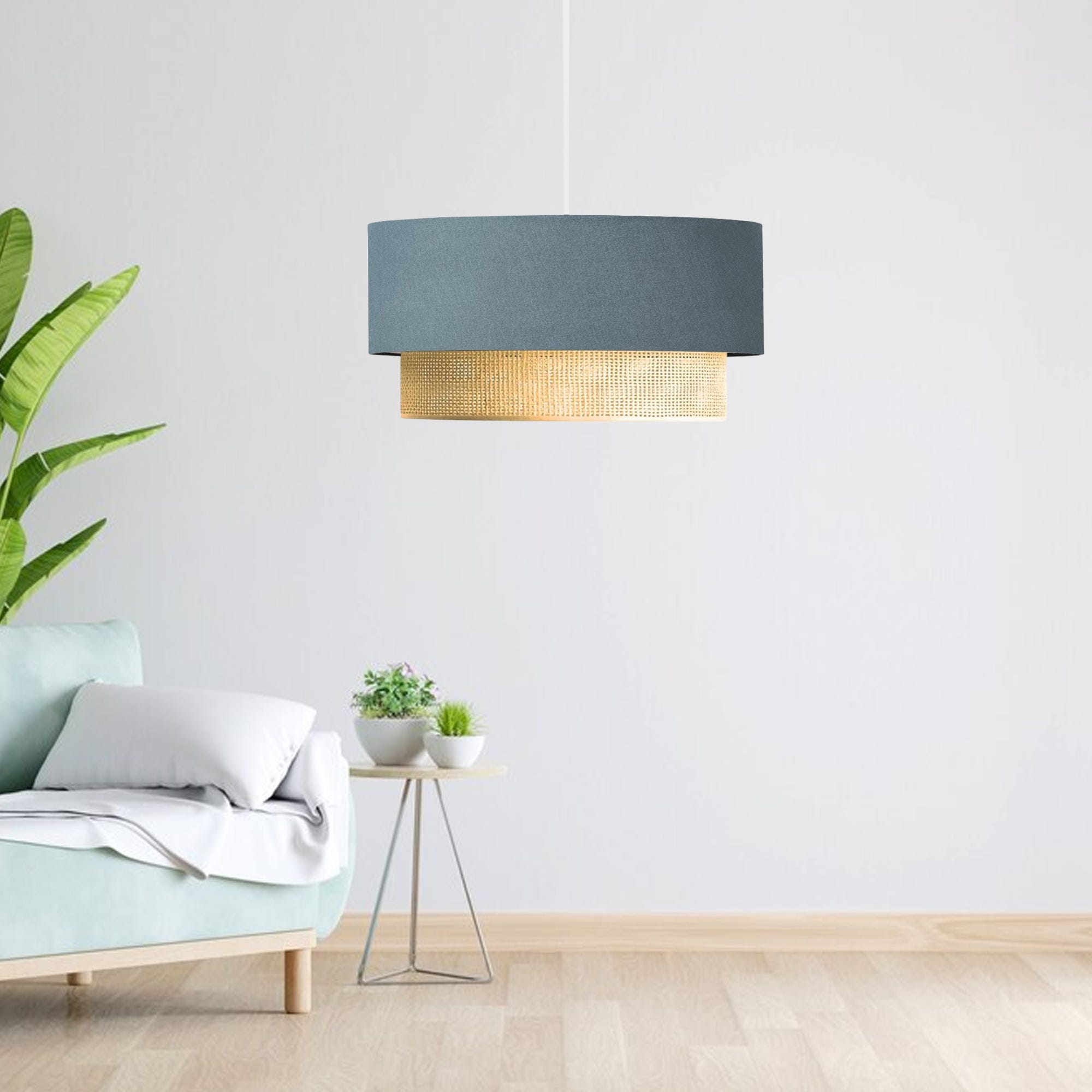 Lux.pro Lampada A Sospensione Lopar Doppio Paralume Cilindrico 40 Cm, Altezza Regolabile, Grigio E Oro, Per Soggiorno E Ingresso