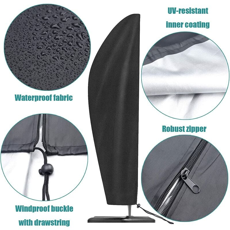 265 x 50 x 70 x 40 cm Capa de guarda-sol de jardim 420D Oxford com proteção à prova d'água e UV - 4
