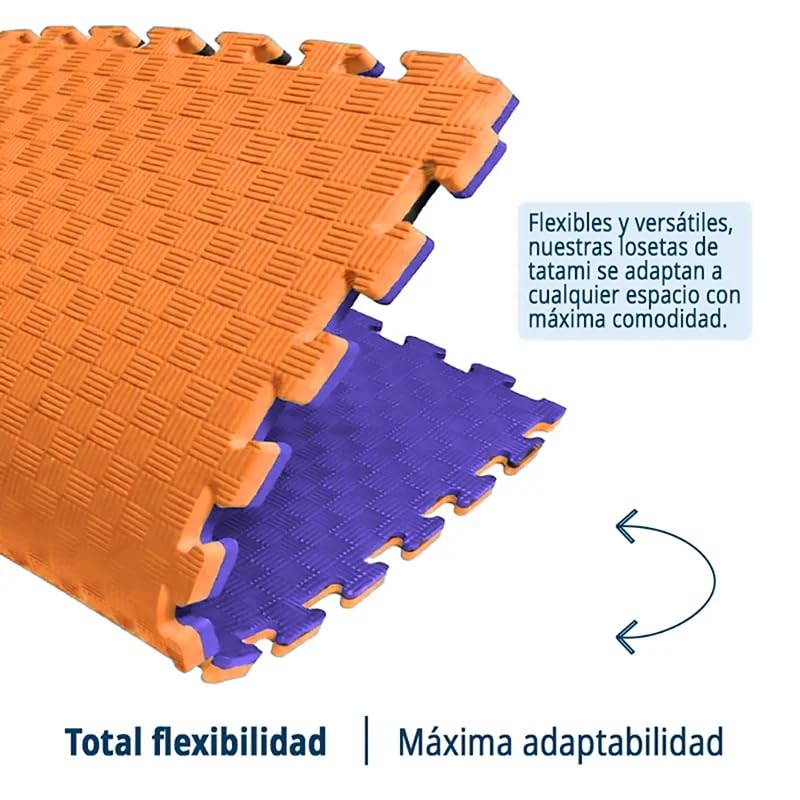 Artatami® Tatami Puzzle 1x1x20 mm Laranja - Lilás Pacote Econômico [4 Unidades] Artes Marciais. Caratê, Judô e Taekwondo, Espuma EVA. Antiderrapante. - 8