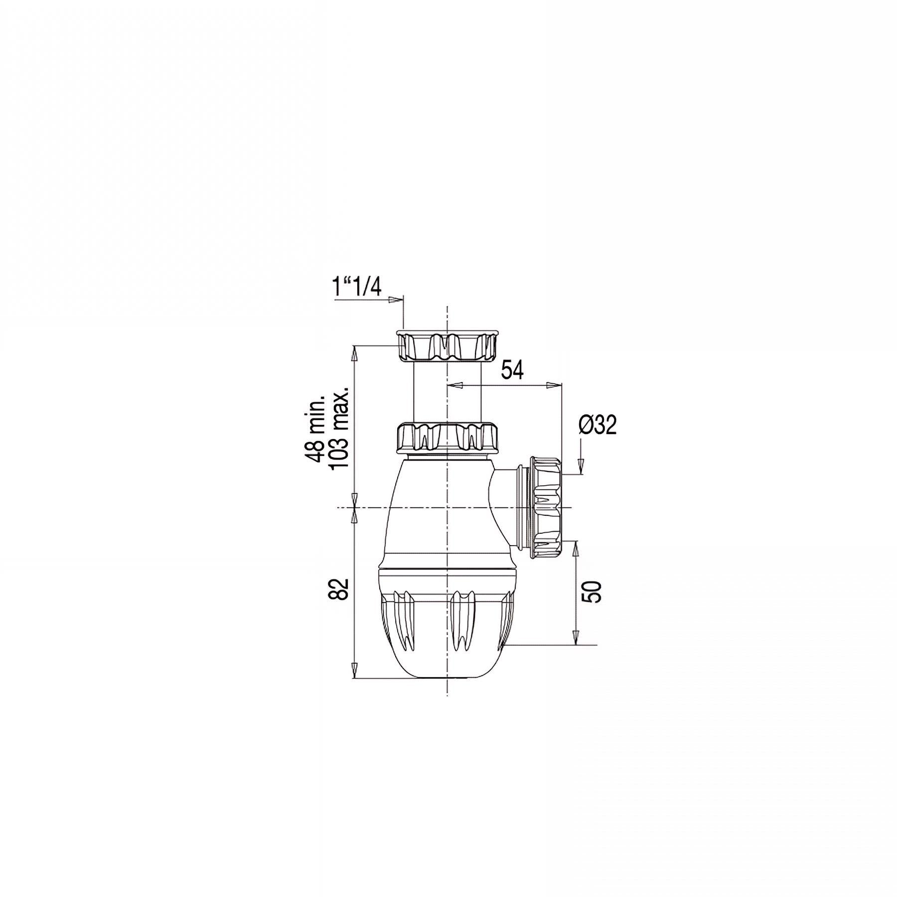 Siphon lavabo bi-matière-joint intégré, réglable, sortie Ø32mm - 5