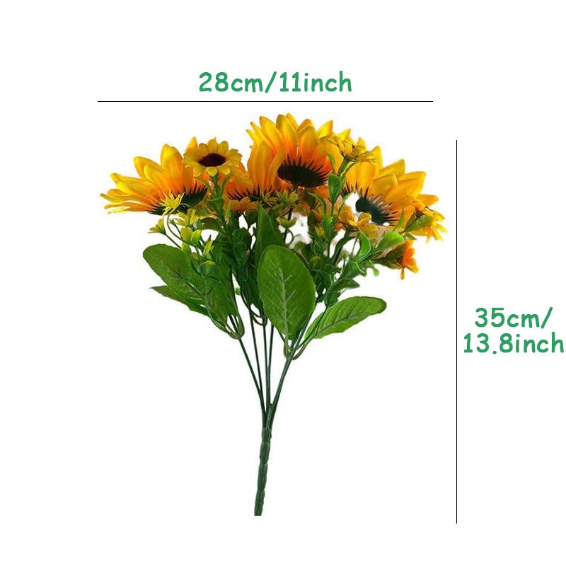 SUREH Ghirlanda di girasole artificiale con girasole giallo e foglie verdi, 30,5 cm, in seta, per porta, estate, primavera, decorazione rotonda per la porta d'ingresso, matrimonio, decorazione per la