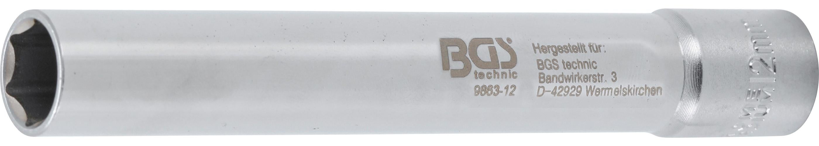 Klucz nasadowy BGS sześciokątny, bardzo głęboki, napęd kwadratowy wewnętrzny 10 mm (3/8") 12 mm - 9863-12