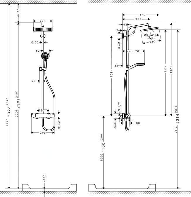 HANSGROHE Crometta E 240 EcoSmart columna de ducha termostática cromada - 10