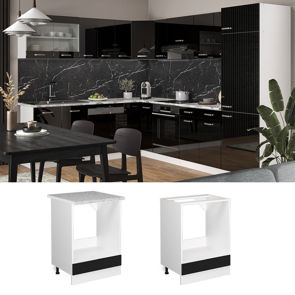 Vicco Meuble pour four R-Line, Noir Haute brillance, 60cm sans PT - 2