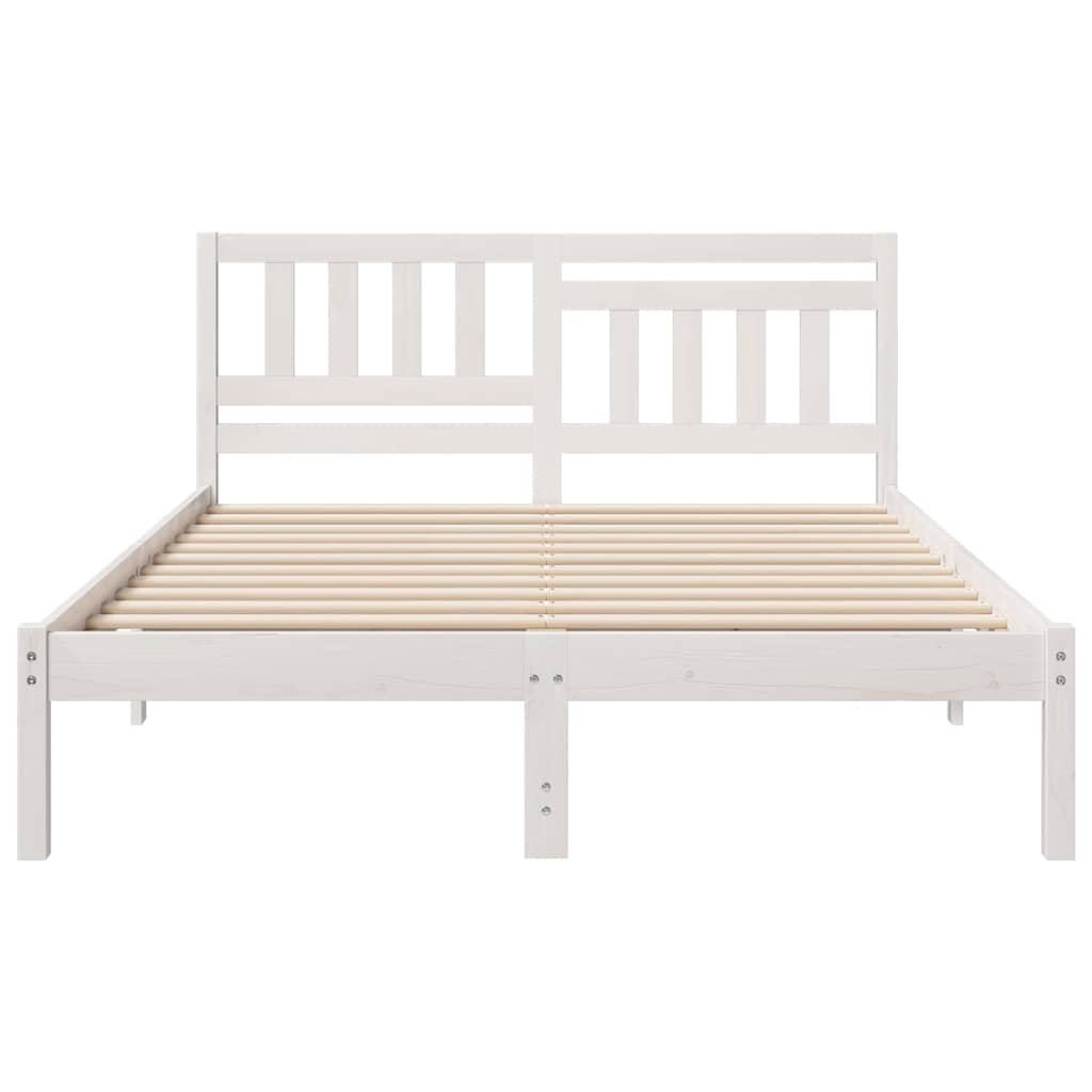 Cadre de lit avec tête de lit en pin massif blanc, 120 × 190 cm - 4