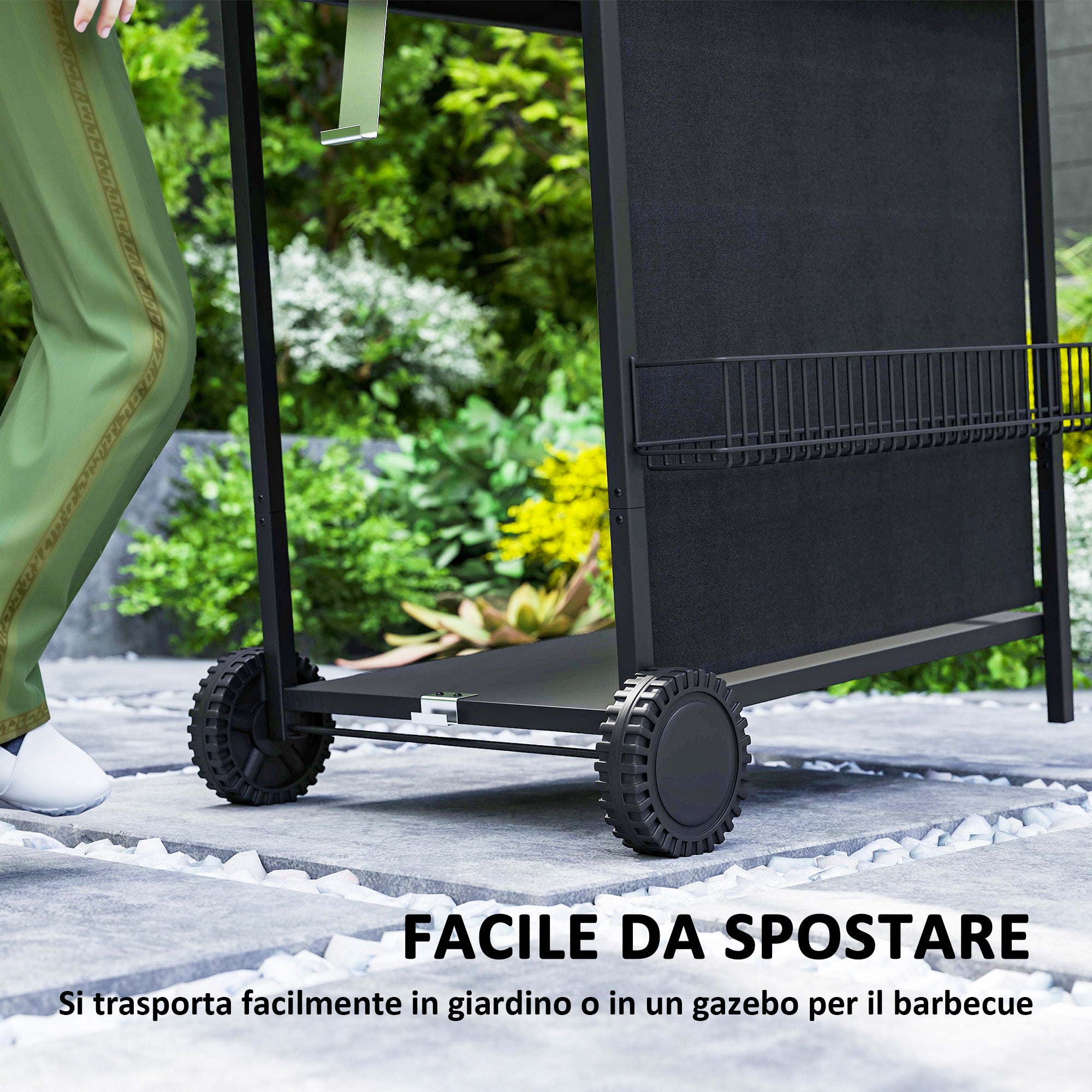 Outsunny Barbecue a Gas con 4+1 Bruciatori Indipendenti e Coperchio con Termometro, 121x54x97 cm, Nero - 8