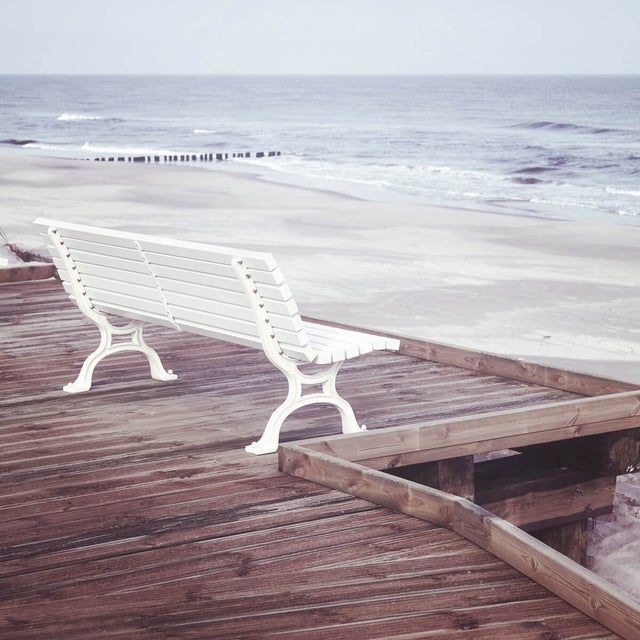 Tableau sur toile banc face mer 30x30 cm