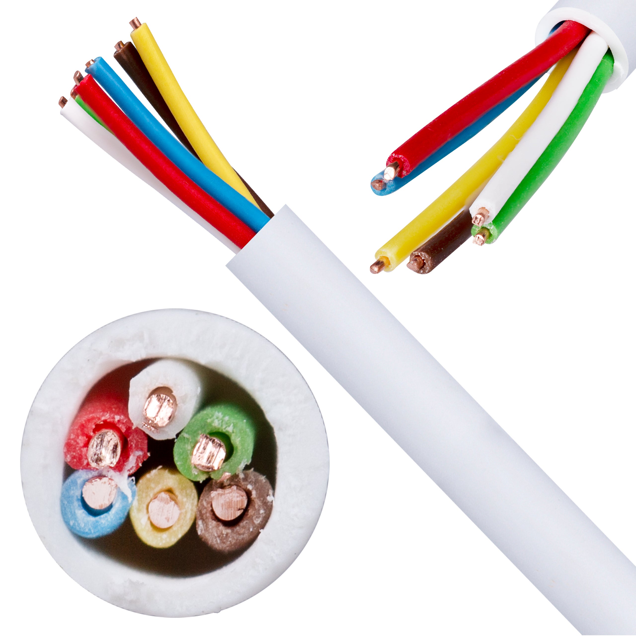 Kabel alarmowy YTDY 6x0,5mm biały 100V domofonowy drut Elektrokabel 50m