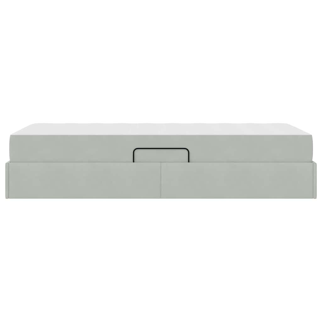 Lit avec rangement et matelas, en velours gris clair, pour la chambre, 90 × 190 cm - 9