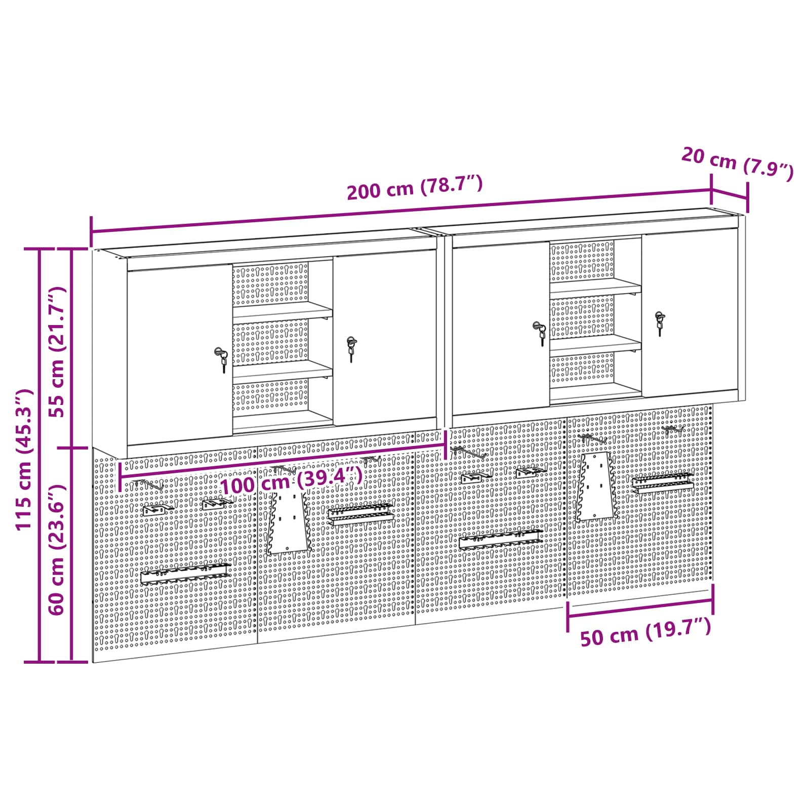 Ensemble d'armoires à outils 6 pcs Noir Acier enduit de poudre vidaXL - 3