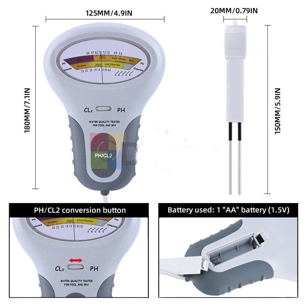 1 pc Testeur piscine 2 en 1 PH et chlore, portable et précis, pour maison, SPA, aquarium, mesure rapide et fiable de la qualité de l’eau - 2