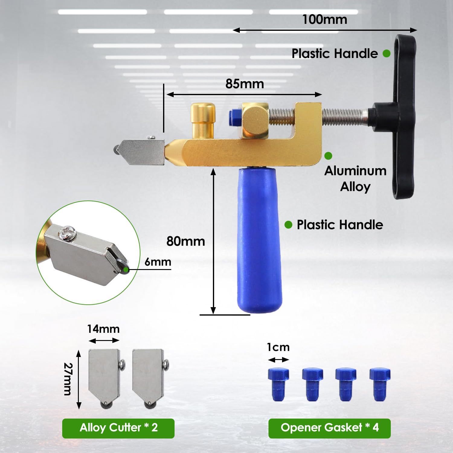Outil De Coupe 2 En 1 Verre/Carrelage – Avec 2 Lames Tungstène, Pince Et Coupe-Carré | Pour Miroir, Céramique, Émaillé 3-15mm