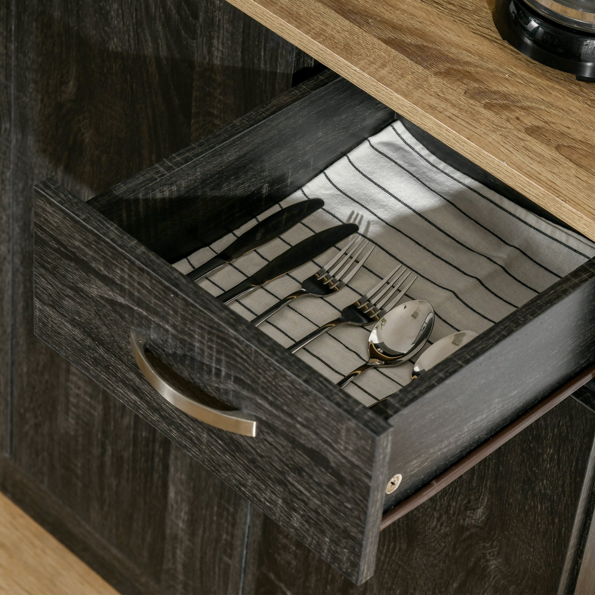 Alacena de Cocina HOMCOM Melamina de Madera Negro 101x39x180 cm 801-026V81BK - 5