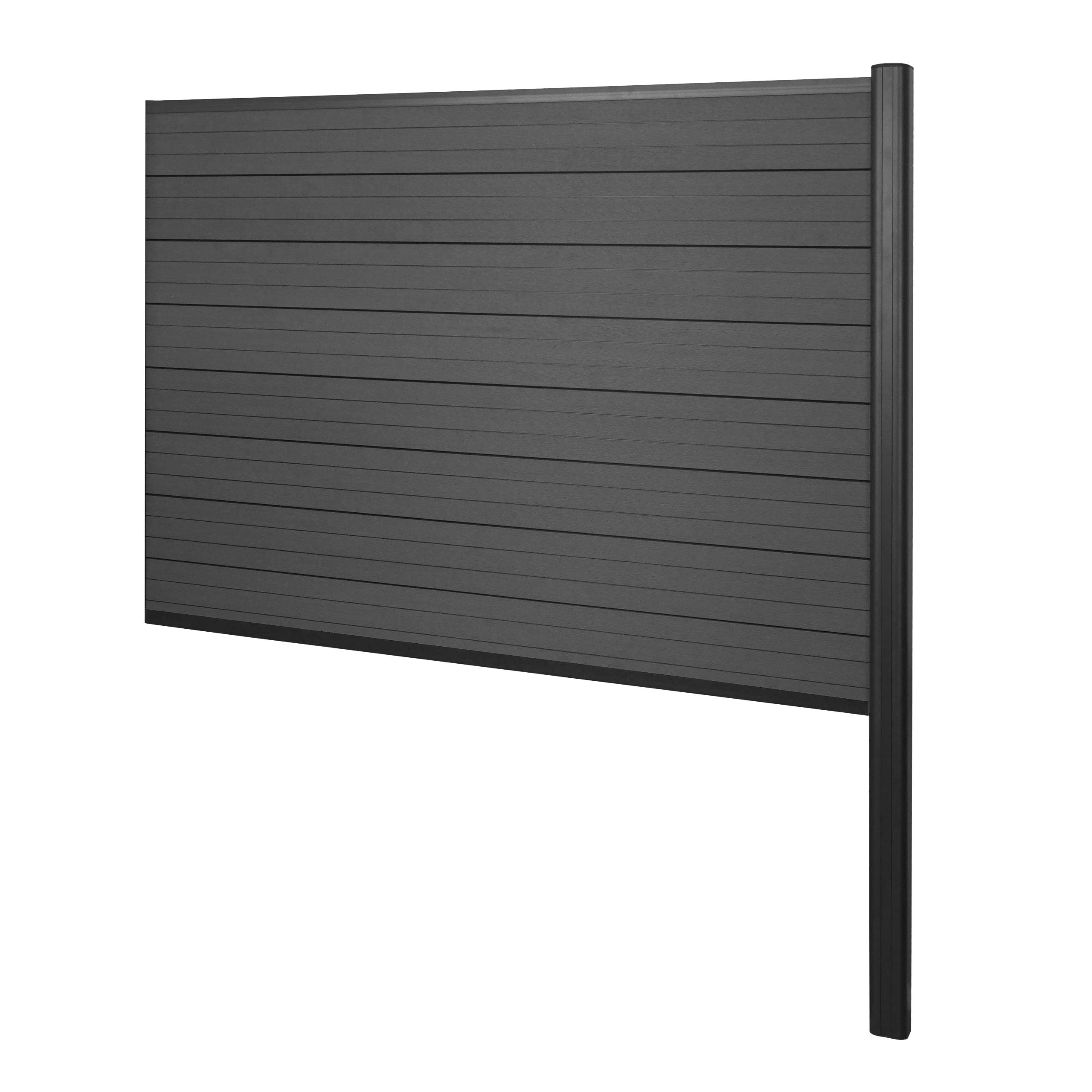 Parawan WPC Sarthe, parawan ogrodzeniowy, słupek aluminiowy do zabetonowania ~ element przedłużający, 185 cm, antracytowy