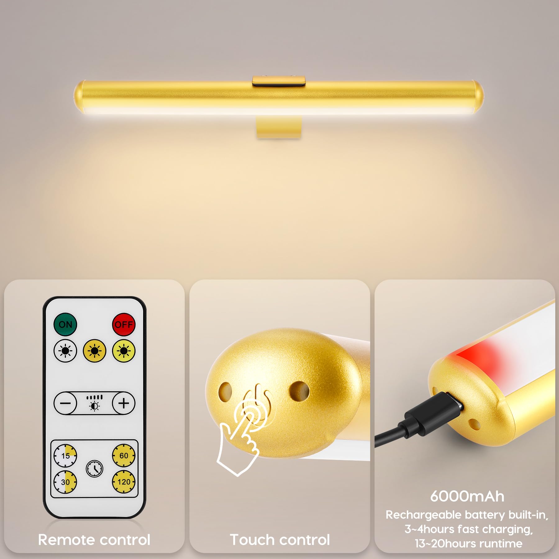 Paquete de 2 luces LED inalámbricas para pintar con control remoto, recargables, regulables, para pared y arte. - 5