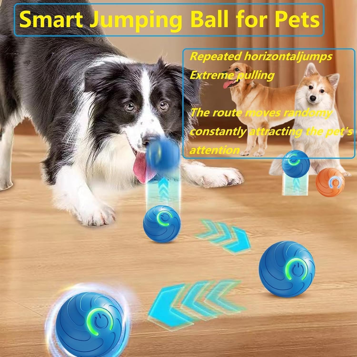 Pelota interactiva inteligente genérica 2026 para perros (azul): juguete recargable por USB con vibración y rebote automático, estimulación cerebral - 2