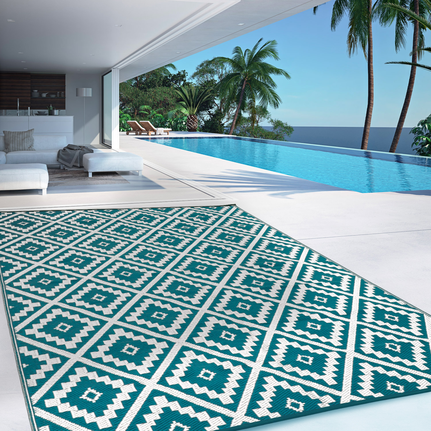 Tapis extérieur BAHAMAS bleu canard 180 x 280 CM - 3