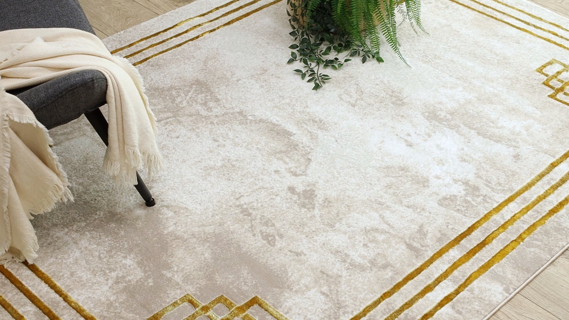 Tapis BLISS Z203AZ137 crème / or - Cadre, grec, moderne, structurel 120x170 cm - 3