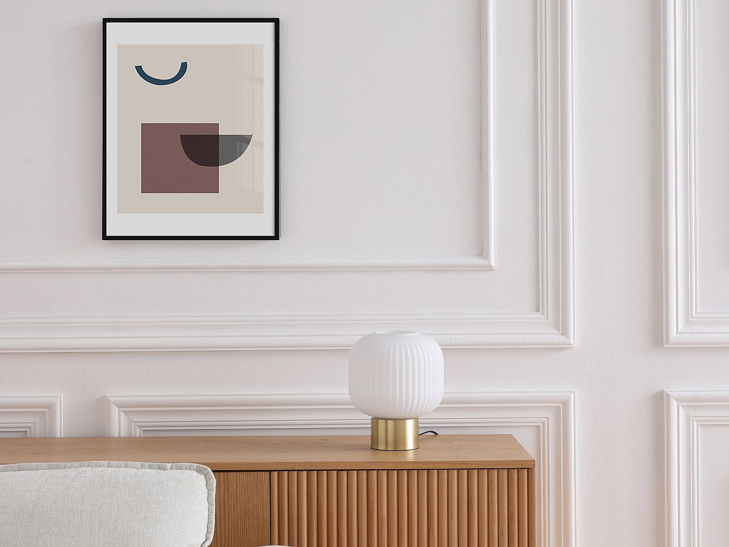 Lampa stojąca z mosiądzu szczotkowanego i białego teksturowanego szkła - D.20 x W.24 cm - Złota - LOUXOR